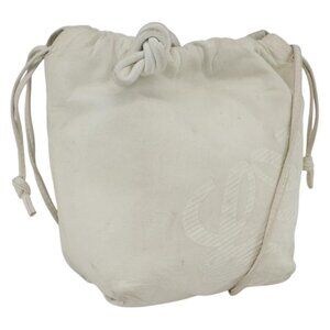 Authentic LOEWE Anagram Shoulder Bag Leather White Gold